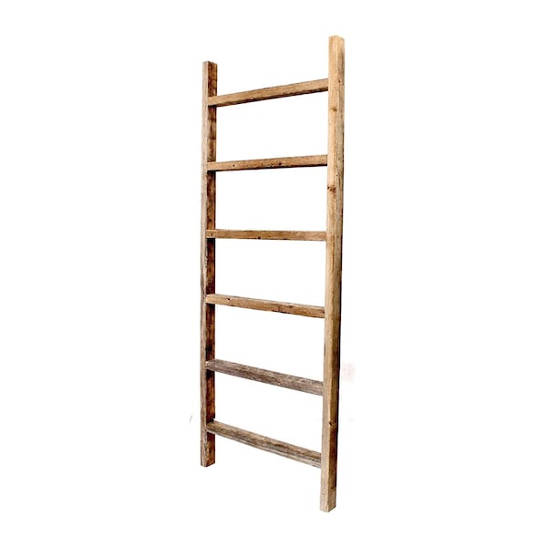 Barnwoodusa Rustic Farmhouse 6ft Reclaimed Wood Picket Ladder (Weathered Gray) 672713214243 - main